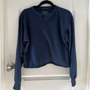 brandy melville navy henley tee NEW